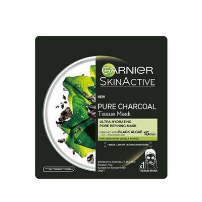 Garnier-Hydra-Bomb-Tissue-Mask-Pure-Charcoal-(Black-Algae)1-Pc