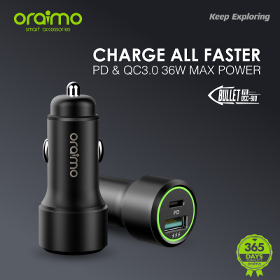 Oraimo-Bullet-PD-Car-Charger-OCC-91DBlack