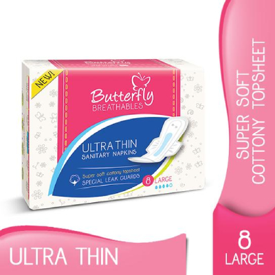 Butterfly-Breathables-Ultra-Thin-Super-Soft-Cottony-Topsheet-Large8-Pcs
